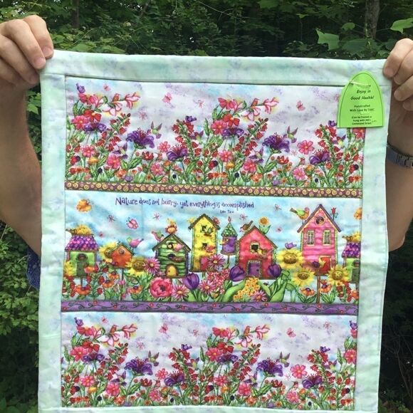 NWT. Hand Crafted Runner/Wall Hanging Garden Scene - Picture 2 of 8